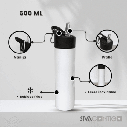 Botilito Metálico Seven 600 ml